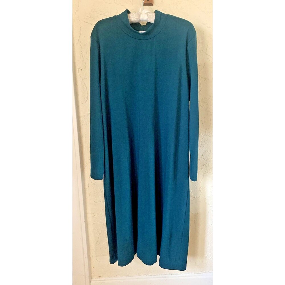 SERENGETI Women's Dress Size 2XL Turquoise Green Blue Long Rayon VTG